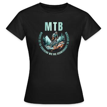 MTB: Nichts ist so erhebend wie die Schwerkraft... - Frauen T-Shirt - Schwarz - Vorne - AI Model Female 172 dark (172cm)
