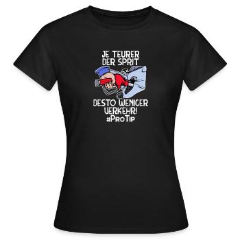 Ravitaillement en carburant Essence Diesel Déclaration Pompe à carburant Électricité - T-shirt Femme - noir - Devant - AI Model Female 172 dark (172cm)