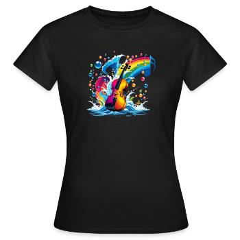Violon fantastique aux couleurs vives - T-shirt Femme - noir - Devant - AI Model Female 172 dark (172cm)
