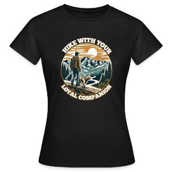 WANDERN SIE MIT IHREM TREUEN BEGLEITER - Frauen T-Shirt - Schwarz - Vorne - AI Model Female 172 dark (172cm)