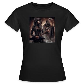 Gitarrist und The Grim Reaper - Frauen T-Shirt - Schwarz - Vorne - AI Model Female 172 dark (172cm)