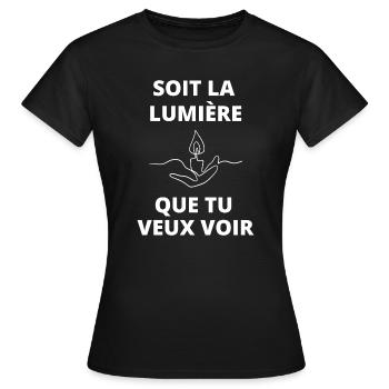 Leuchtende symbolische Kerze - Frauen T-Shirt - Schwarz - Vorne - AI Model Female 172 dark (172cm)