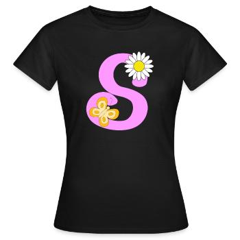 Lettre S - T-shirt Femme - noir - Devant - AI Model Female 172 dark (172cm)