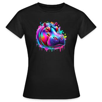 Nilpferd - Frauen T-Shirt - Schwarz - Vorne - AI Model Female 172 dark (172cm)
