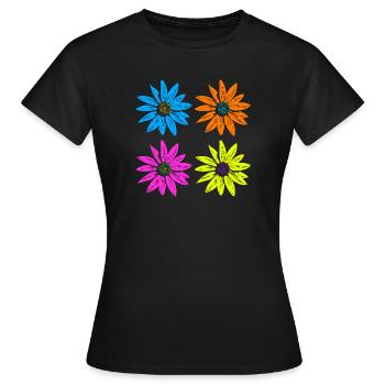 Pop Art Floral Quatre Couleurs - T-shirt Femme - noir - Devant - AI Model Female 172 dark (172cm)