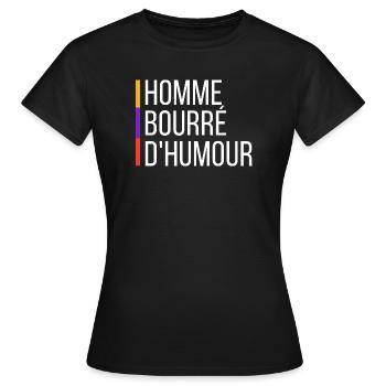 A man full of humour - Women's T-Shirt - black - Front - AI Model Female 172 dark (172cm)
