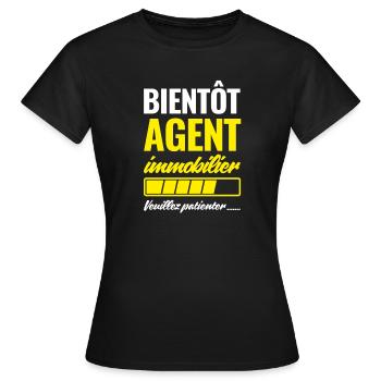 Bald Immobilienmakler bitte warten - Frauen T-Shirt - Schwarz - Vorne - AI Model Female 172 dark (172cm)