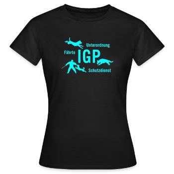 IGP Hundesport - tuerkis - Frauen T-Shirt - Schwarz - Vorne - AI Model Female 172 dark (172cm)
