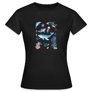 Unterwasserwelt, Meerestiere - Frauen T-Shirt - Schwarz - Vorne - AI Model Female 172 dark (172cm)