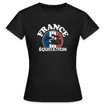 Équitation - France Équitation - Sport équestre. - T-shirt Femme - noir - Devant - AI Model Female 172 dark (172cm)