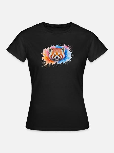 Wasserfarbener Roter Panda Splash - Frauen T-Shirt - Schwarz
