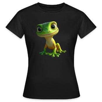 Gecko Eidechse Reptil Geckos Echse Leguan Gekko - Frauen T-Shirt - Schwarz - Vorne - AI Model Female 172 dark (172cm)