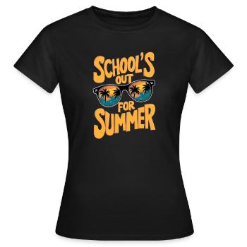 Soldes d’été avec lunettes de soleil et motif palmier - T-shirt Femme - noir - Devant - AI Model Female 172 dark (172cm)