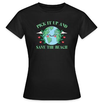 Badestrand & Meer plastikfrei gegen Verschmutzung - Frauen T-Shirt - Schwarz - Vorne - AI Model Female 172 dark (172cm)