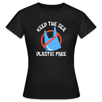 Badestrand & Meer plastikfrei gegen Verschmutzung - Frauen T-Shirt - Schwarz - Vorne - AI Model Female 172 dark (172cm)