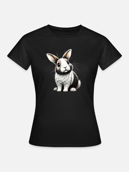 Entzückende Hasenillustration - Frauen T-Shirt - Schwarz