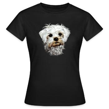 Maltais Petit Chien Maltais Amour Doux Maltais - T-shirt Femme - noir - Devant - AI Model Female 172 dark (172cm)