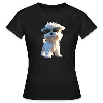 Maltais Petit Chien Maltais Amour Doux Maltais - T-shirt Femme - noir - Devant - AI Model Female 172 dark (172cm)