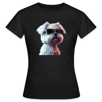 Maltais Petit Chien Maltais Amour Doux Maltais - T-shirt Femme - noir - Devant - AI Model Female 172 dark (172cm)