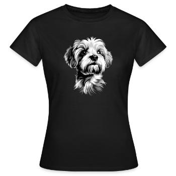 Maltais Petit Chien Maltais Amour Doux Maltais - T-shirt Femme - noir - Devant - AI Model Female 172 dark (172cm)