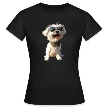 Maltais Petit Chien Maltais Amour Doux Maltais - T-shirt Femme - noir - Devant - AI Model Female 172 dark (172cm)