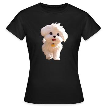 Maltais Petit Chien Maltais Amour Doux Maltais - T-shirt Femme - noir - Devant - AI Model Female 172 dark (172cm)