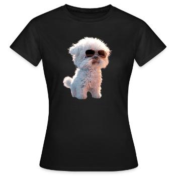 Maltais Petit Chien Maltais Amour Doux Maltais - T-shirt Femme - noir - Devant - AI Model Female 172 dark (172cm)