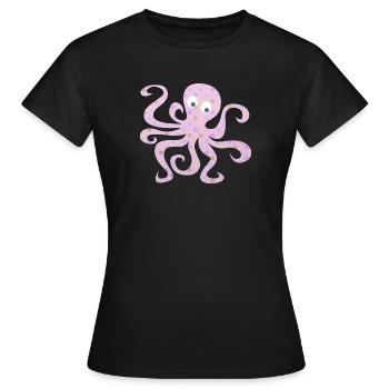 Octopus Dots Pink Dots Nursery Squid - Women's T-Shirt - black - Front - AI Model Female 172 dark (172cm)