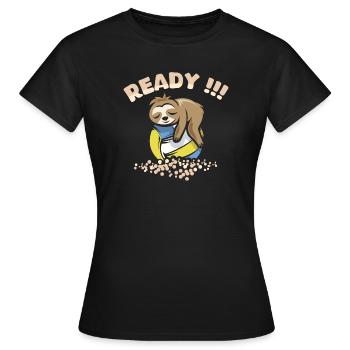 volley-ball paresseux dictons drôle comique beachball - T-shirt Femme - noir - Devant - AI Model Female 172 dark (172cm)