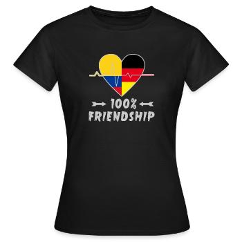 La Colombie et l'Allemagne : amitié à 100 % - T-shirt Femme - noir - Devant - AI Model Female 172 dark (172cm)