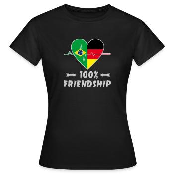 100 % amitié entre le Brésil et l'Allemagne - T-shirt Femme - noir - Devant - AI Model Female 172 dark (172cm)