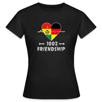 La Bolivie et l'Allemagne : amitié à 100 % - T-shirt Femme - noir - Devant - AI Model Female 172 dark (172cm)