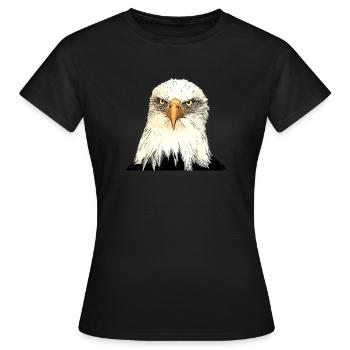 Adlerkopf Illustration mit intensivem Blick - Frauen T-Shirt - Schwarz - Vorne - AI Model Female 172 dark (172cm)