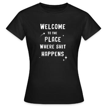 Bienvenue dans les lieux - T-shirt Femme - noir - Devant - AI Model Female 172 dark (172cm)