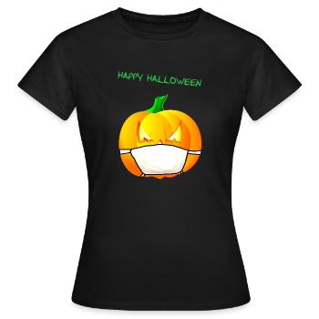 Kürbis mit Mundschutz - Frauen T-Shirt - Schwarz - Vorne - AI Model Female 172 dark (172cm)