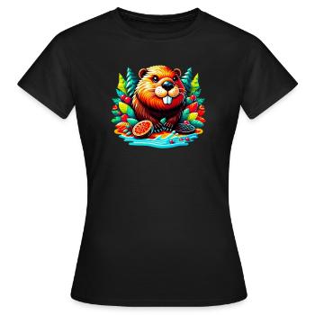 Bieber - Frauen T-Shirt - Schwarz - Vorne - AI Model Female 172 dark (172cm)