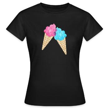 Eis Paar Duo Sommer Eisdiele cool Sommer zwei Fan - Frauen T-Shirt - Schwarz - Vorne - AI Model Female 172 dark (172cm)