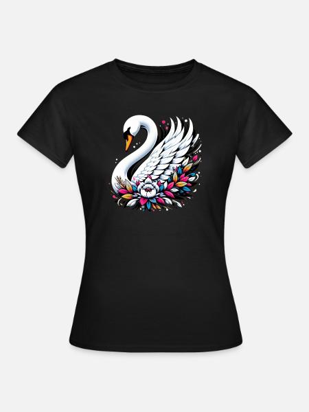 Schwan - Frauen T-Shirt - Schwarz