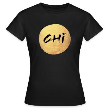 Yoga Kreis Gold Chi Namaste om Shanti deluxe Yogi - Frauen T-Shirt - Schwarz - Vorne - AI Model Female 172 dark (172cm)