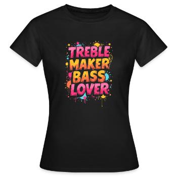 HÖHENBAUER, BASS-LIEBHABER, MUSIK - Frauen T-Shirt - Schwarz - Vorne - AI Model Female 172 dark (172cm)
