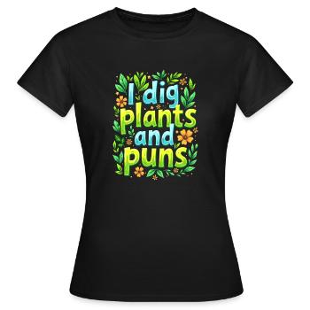 J’ADORE LES PLANTES ET LES JEUX DE MOTS - T-shirt Femme - noir - Devant - AI Model Female 172 dark (172cm)