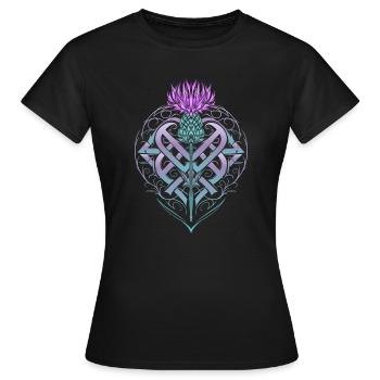 Distel Schild Celtic Knots Thistle Lover - Frauen T-Shirt - Schwarz - Vorne - AI Model Female 172 dark (172cm)