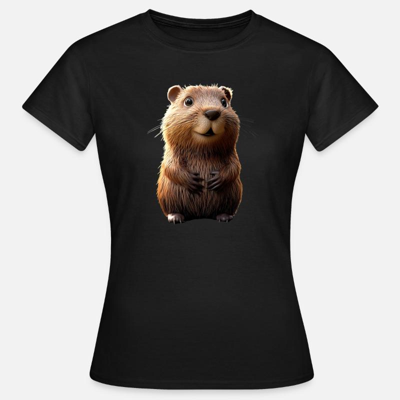 Biber Motiv Biberflüsterer Nagetiere Süßer Biber - Dame-T-shirt - sort