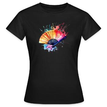 Vibrant Watercolor Fan - Women's T-Shirt - black - Front - AI Model Female 172 dark (172cm)