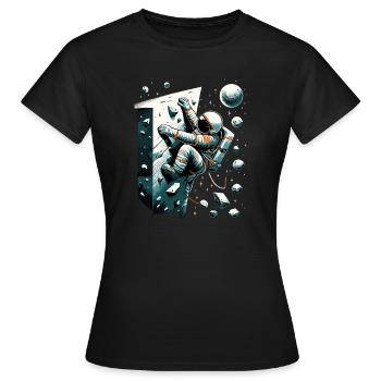 Bouldern Astronaut Raumfahrer Geschenk - Frauen T-Shirt - Schwarz - Vorne - AI Model Female 172 dark (172cm)