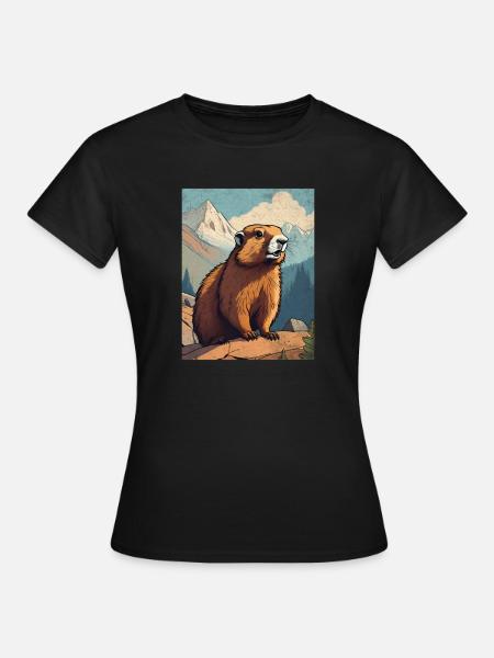 Murmeltier in den Bergen - Frauen T-Shirt - Schwarz