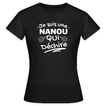 Humor Nanou Qui Décpouce T-Shirt - Frauen T-Shirt - Schwarz - Vorne - AI Model Female 172 dark (172cm)