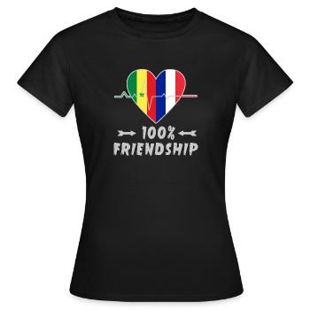 100 % amitié entre le Sénégal et la France - T-shirt Femme - noir - Devant - AI Model Female 172 dark (172cm)