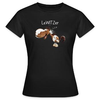 Lachendes Pferd Lewitzer Pferderasse Wortspiel - Frauen T-Shirt - Schwarz - Vorne - AI Model Female 172 dark (172cm)