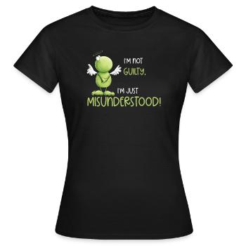 Frosch Engel Unschuld Missverständnis - Frauen T-Shirt - Schwarz - Vorne - AI Model Female 172 dark (172cm)